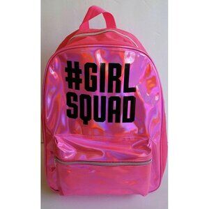 Girl Squad Backpack Pink Iridescent Bag School Travel Gift 16"